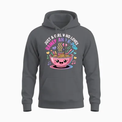 Just a Girl Who Loves Ramen and K-Pop Girl Kpop K Pop Unisex Hoodie - Charcoal