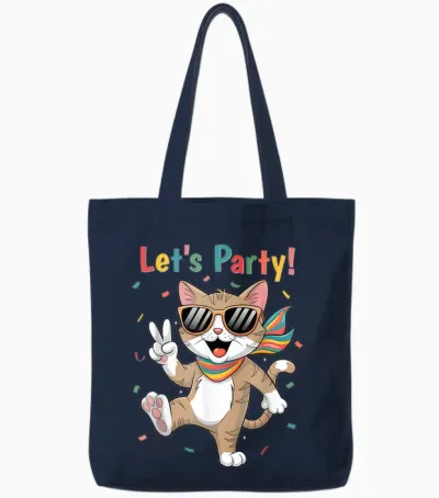 Katze Let's Party Outfit Damen Herren Junge Mädchen Katzen Tote Bags - Navy
