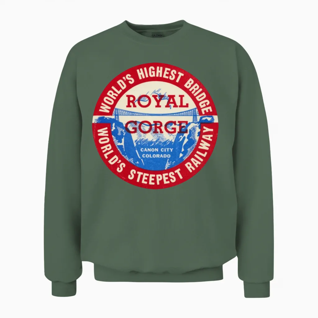 Royal Gorge of Canon City Colorado Unisex Sweatshirt in Military Green