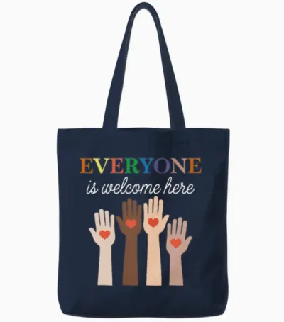 Everyone Is Welcome Here Idaho Teacher Tote Bags - Navy
