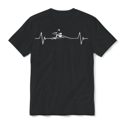 Rowing Heartbeat Love Unisex T-Shirt - Black