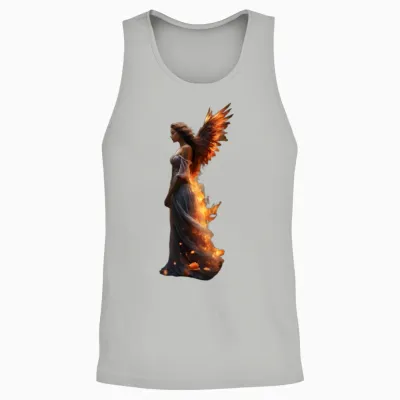 Phoenix Wings Angel Woman with Butterflies Unisex Tank Top - Ash