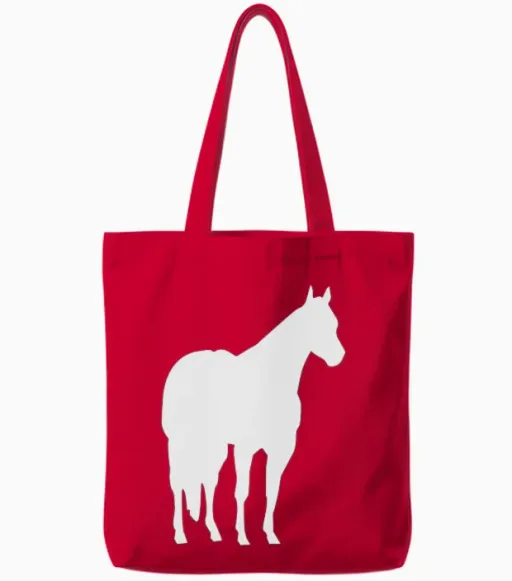 Quarter Horse Silhouette: Stock Horse Silhouette Tote Bags - Red