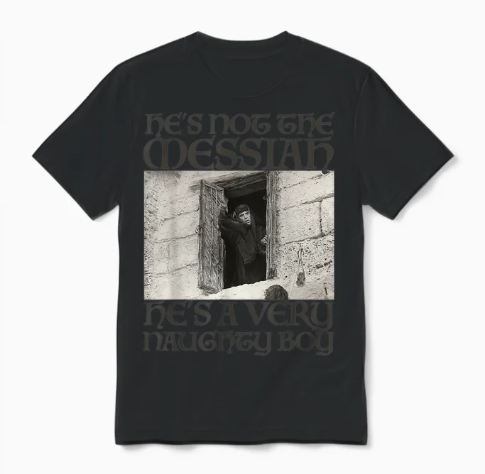 Monty Python Offizieller Messiah Naughty Boy Unisex T-Shirt in Black