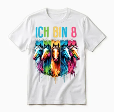 Ich Bin 8 Geburtstag Pferde Mädchen Pferd 8 Jahre Unisex T-Shirt - White
