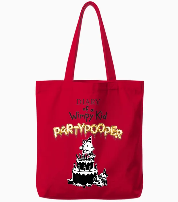 Diary of a Wimpy Kid Party Pooper Cover Tote Bags in Red
