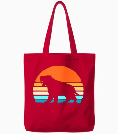 Sabertooth Tiger Tote Bags - Red