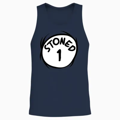 Stoned 1 Weed Stoner Matching Unisex Tank Top - Navy