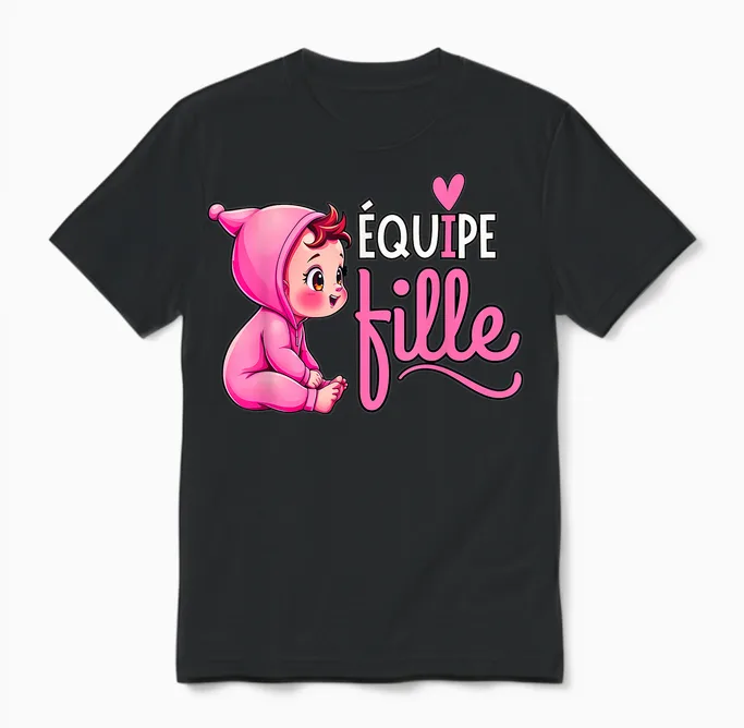 Gift Gender Reveal Team Girl Baby Shower Team Girl T-Shirt, Black, S Unisex T-Shirt in Black