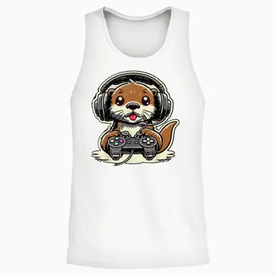 Funny Sea Otter Amateur Sea Otter Video Game T-Shirt, Black, S Unisex Tank Top - White