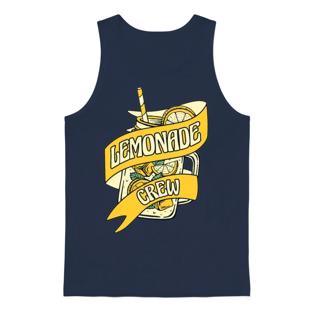 Lemonade Crew Cardboard Lemon Juice Business Unisex Tank Top - Navy