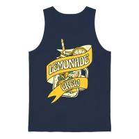 Lemonade Crew Cardboard Lemon Juice Business Unisex Tank Top - Navy – 1