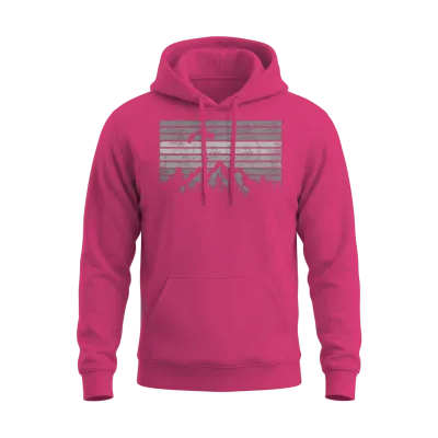 Retro Paragliding Over the Mountains Unisex Hoodie - Heliconia