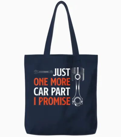 Just One More Car Part I Promise - Car Enthusiast Gift T-Shirt Small Tote Bags - Navy