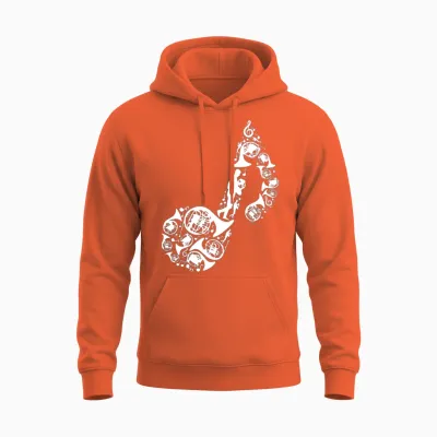 French Horn Drawing Unisex Hoodie - Orange