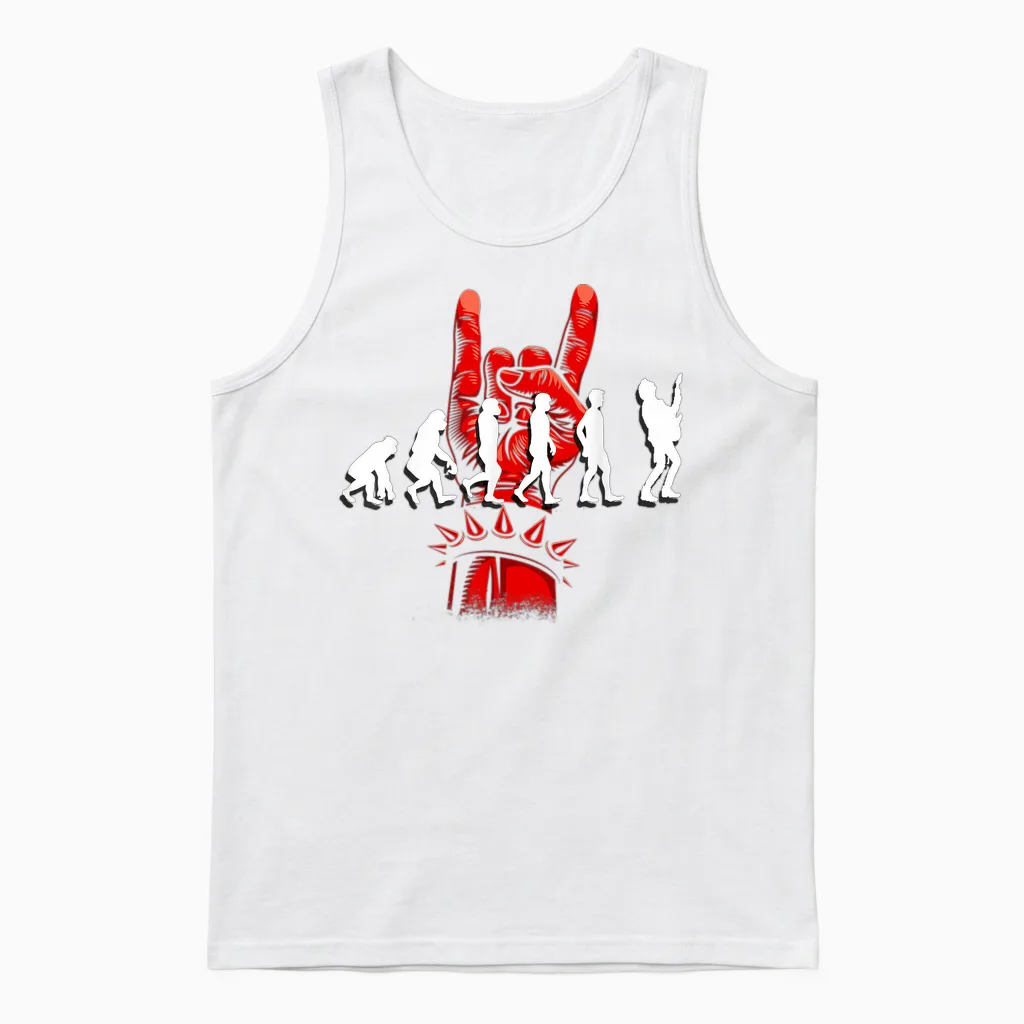 Heavy Metal Gifts Men Women Hard Rock Festival Devil T-Shirt, Black Unisex Tank Top in White