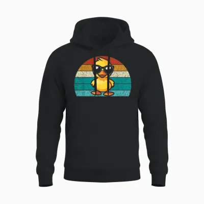 Coole Gelbe Retro Ente Mit Sonnenbrille, Lustige Ente Unisex Hoodie - Black