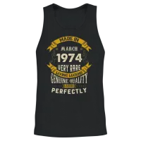 March 1974 Vintage Birthday Present Unisex Tank Top - Black – 2