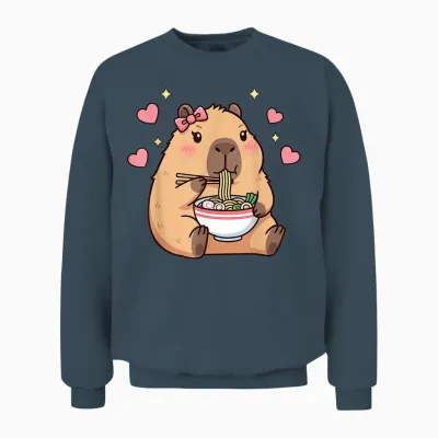 Cute Girls Capybara Ramen Kawaii Tea Kawaii Capy Lover Unisex Sweatshirt - Dark Heather