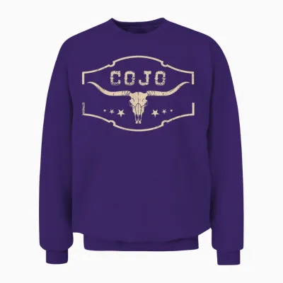 Distressed Cojo Cowhide Name Proud Vintage Retro Bull-Skull Unisex Sweatshirt - Purple