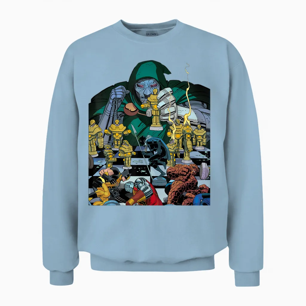 Marvel Doctor Doom Doomwar #3 Comic Cover Unisex Sweatshirt in Light Blue