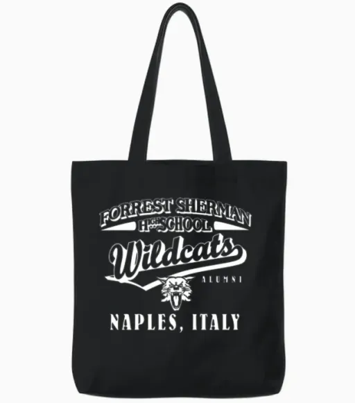 Forrest Sherman High School Naples Italy Wildcats Tote Bags in Black