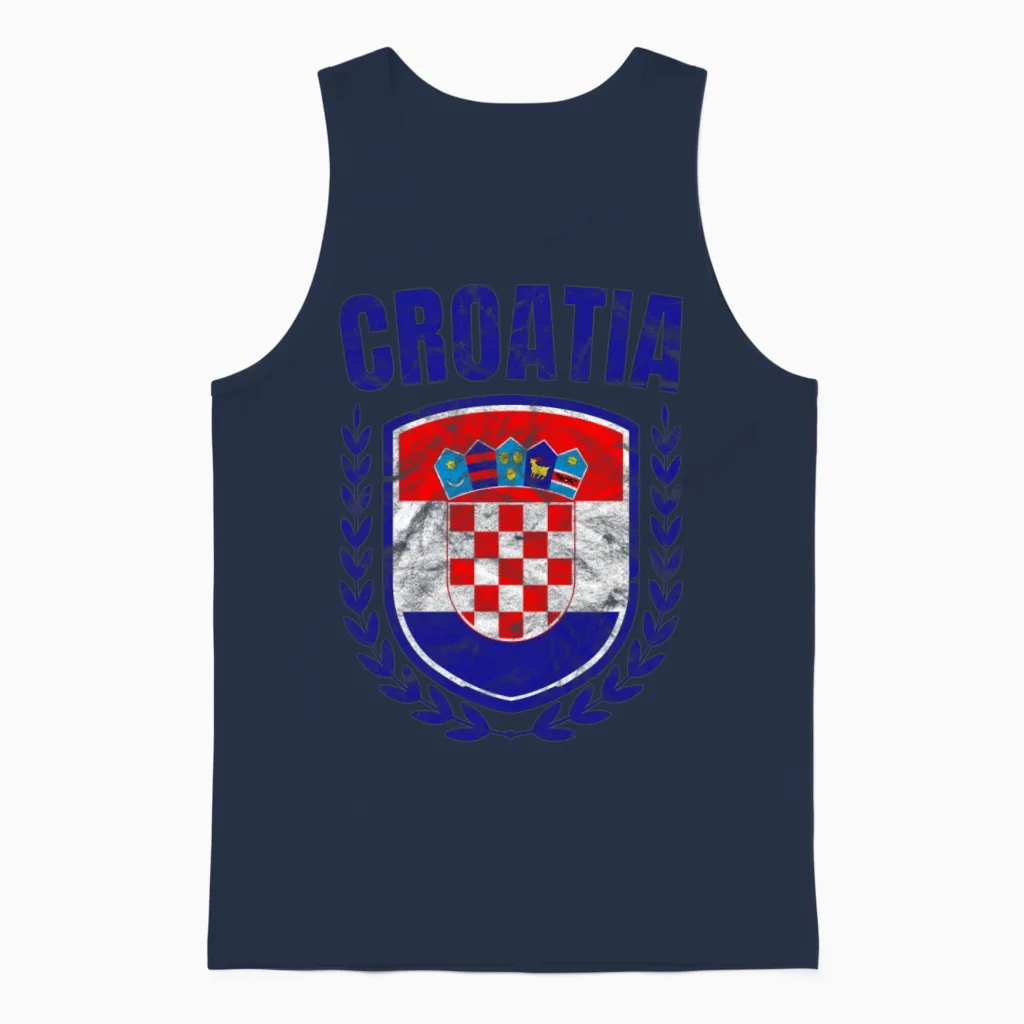 Croatia Unisex Tank Top in Navy