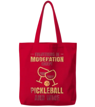 Pickleball and Wine Funny Pickleball Tote Bags - Red