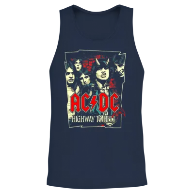 Ac/dc Logo and Band Highway to Hell Album Unisex Tank Top - Navy