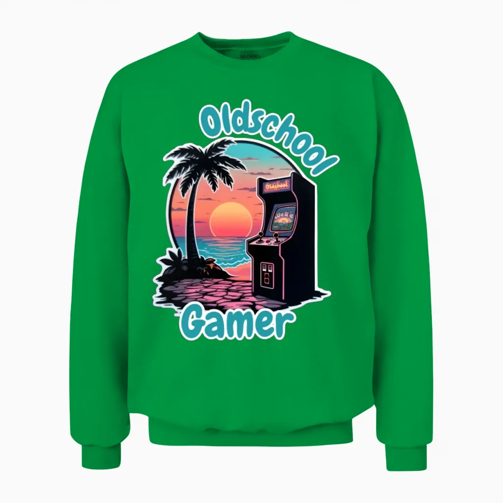 Retro Games Oldschool Gamer - Gaming Unisex Sweatshirt in Irish Green