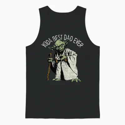 Star Wars Yoda the Best Dad Portrait Long Sleeve T-Shirt, Black, S Unisex Tank Top - Black