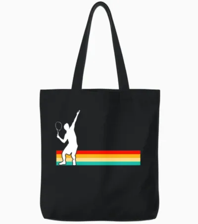 Tennis Retro Tote Bags - Black