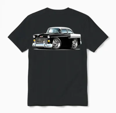 1955 Chevy Belair Black Car Unisex T-Shirt - Black