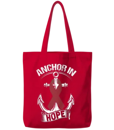 Anchor- Multiple Myeloma Cancer Awareness Tote Bags - Red