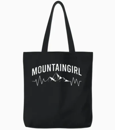 Mountain Girl Mountaineers Climbing and Hiking Tote Bags - Black