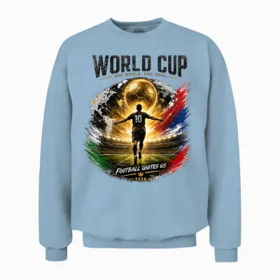 Soccer Football - Wm World Cup 2026, Black Unisex Sweatshirt - Light Blue