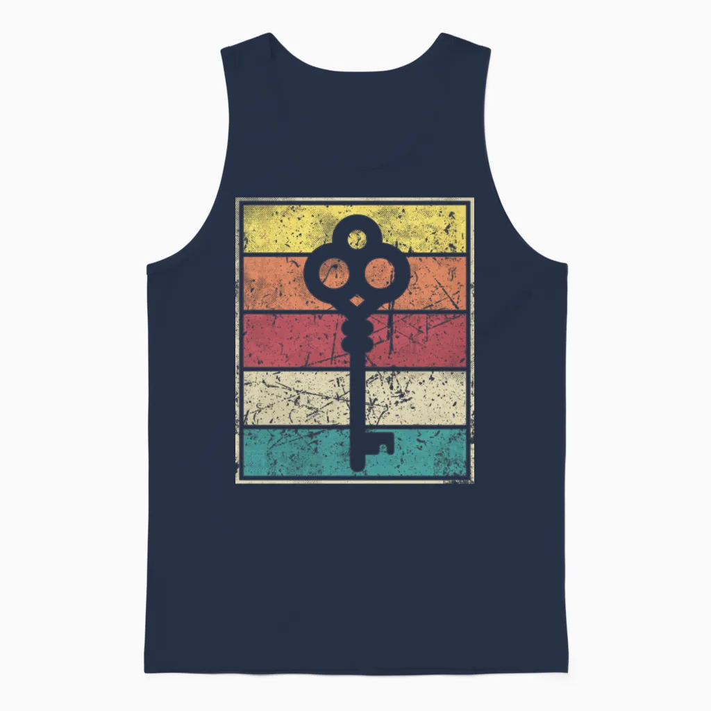 Key Retro Vintage Retro Stripes Unisex Tank Top in Navy