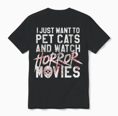 Funny Horror Movie Fan - Halloween Cat Lover Gift Men Women Unisex T-Shirt - Black