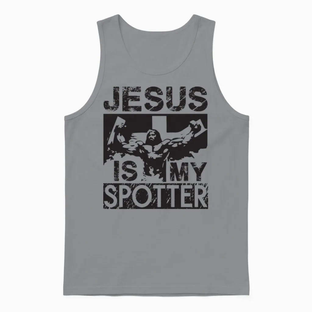 Jesus Is My Spotter Christian & Faith Unisex Tank Top in Sport Grey