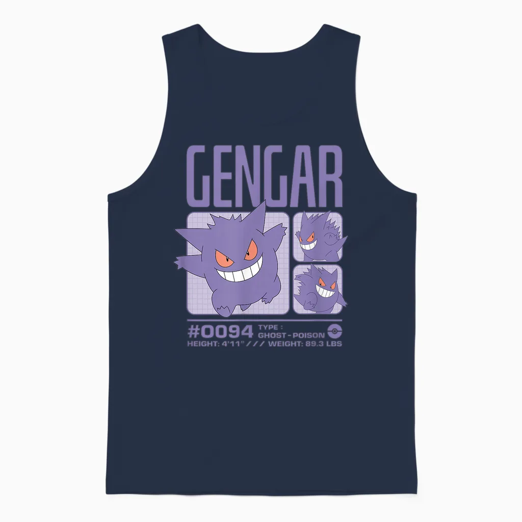 Pokémon - Gengar Pastel Stats Grid Unisex Tank Top in Navy