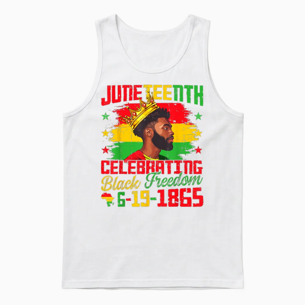 Juneteenth Shirts Men Celebrating Black Freedom Black King Unisex Tank Top in White