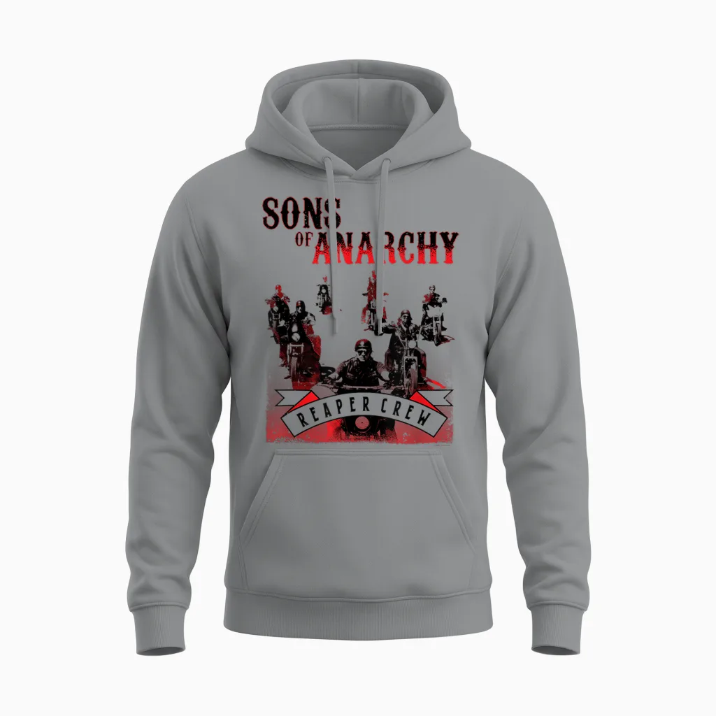 Sons of Anarchy Black and Red Unisex Hoodie in Sport Grey