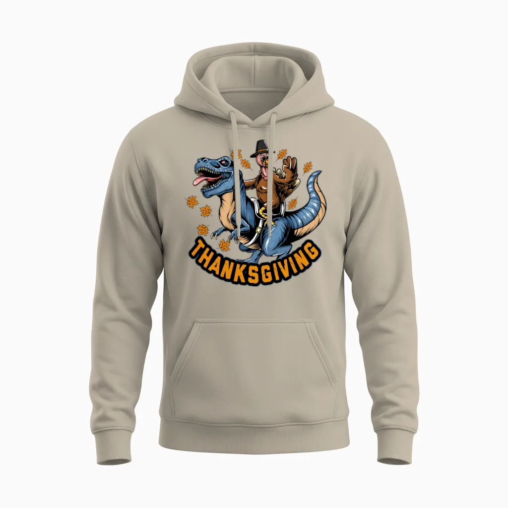 Funny Thanksgiving Holiday Funny Turkey Unisex Hoodie in Sand