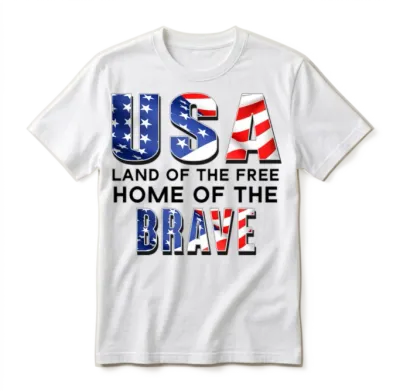 Usa Land of the Free Home of the Brave B Shadow Unisex T-Shirt - White