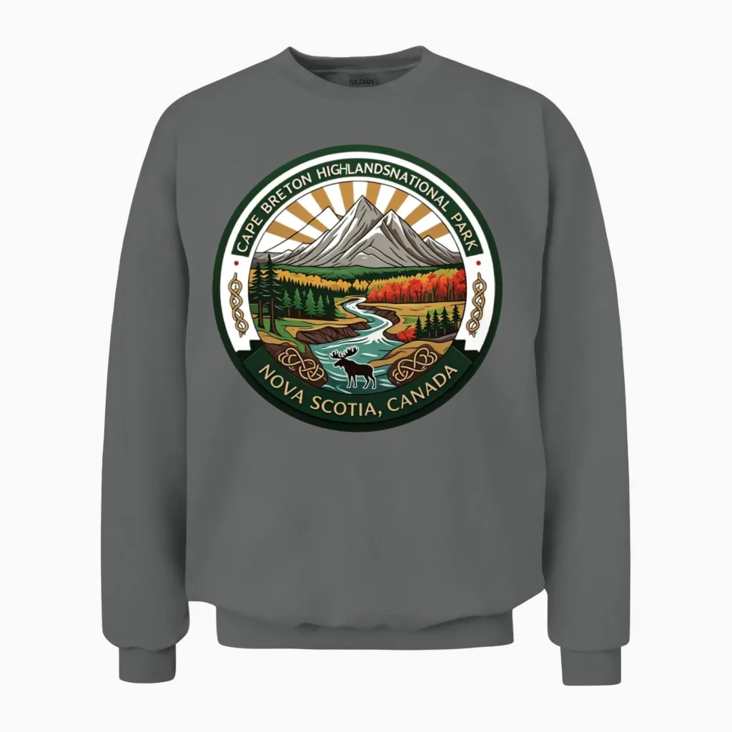 Cape Breton Highlands National Park Logo Unisex Sweatshirt in Graphite Heather