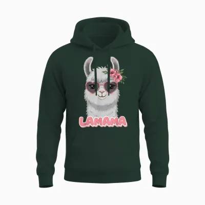 Niedliches Lama-Mama-Geschenk, Lustiges Muttertags-Lamama-Blumenmotiv Unisex Hoodie - Forest