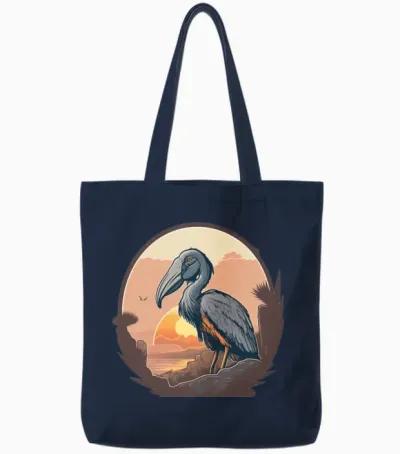 Shoebill Retro Tote Bags - Navy