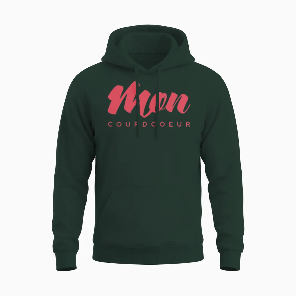 Moncoupdcoeur Red Retro Unisex Hoodie - Forest