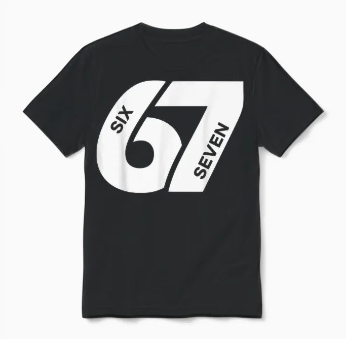 Number 6-7 Six Seven Men Women Boys Girls Unisex T-Shirt in Black