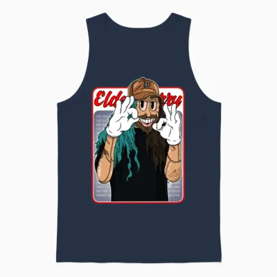 Ruby Da Cherry Retro Unisex Tank Top - Navy